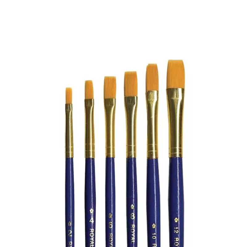 Pensula Gold Taklon, lata, fir sintetic, maner scurt