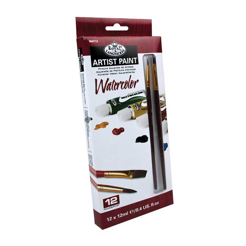 Set culori acuarela Royal & Langnickel 12x12ml cu 2 pensule