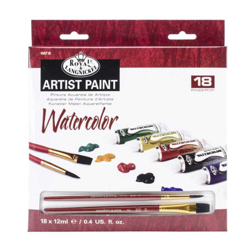 Set culori acuarela Royal & Langnickel 18x12ml cu 2 pensule