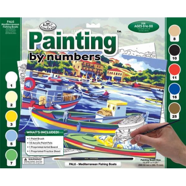 Set pictura pe numere adulti, Royal Langnickel, 06 - Mediterranean Fishing Boat Set pictura pe numere adulti, Royal Langnickel, 06 - Mediterranean Fishing Boat