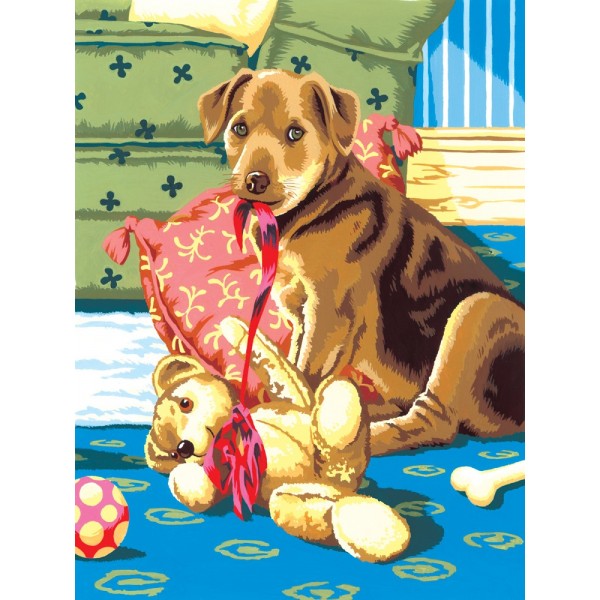 Set pictura pe numere pentu copii, Royal Langnickel, PJS26 – Puppy & Teddybear Set pictura pe numere pentu copii, Royal Langnickel, PJS26 – Puppy & Teddybear