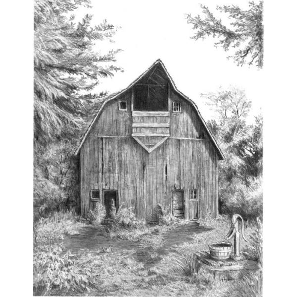 Set de schite pe numere Royal and Langnickel Sketching Set - Old Country Barn 24 cm x 33 cm
