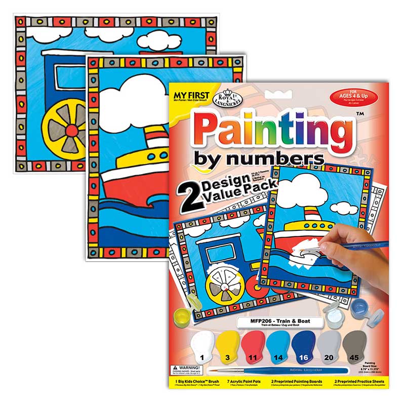 Set pictura pe numere pentru copii, MFP206 Tren & Barca, Duo-Pack