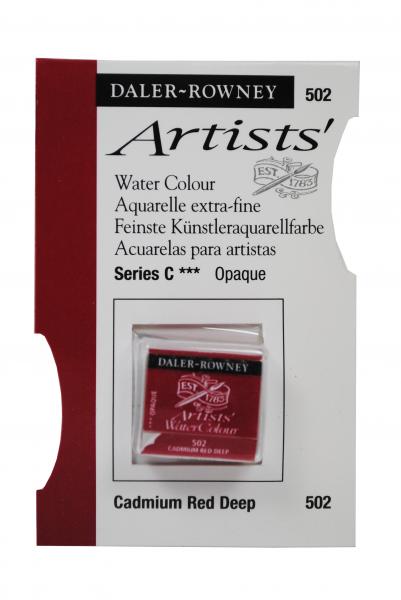 Acuarele Artists' Watercolour Half Pan, 502 - Cadmium Red Deep