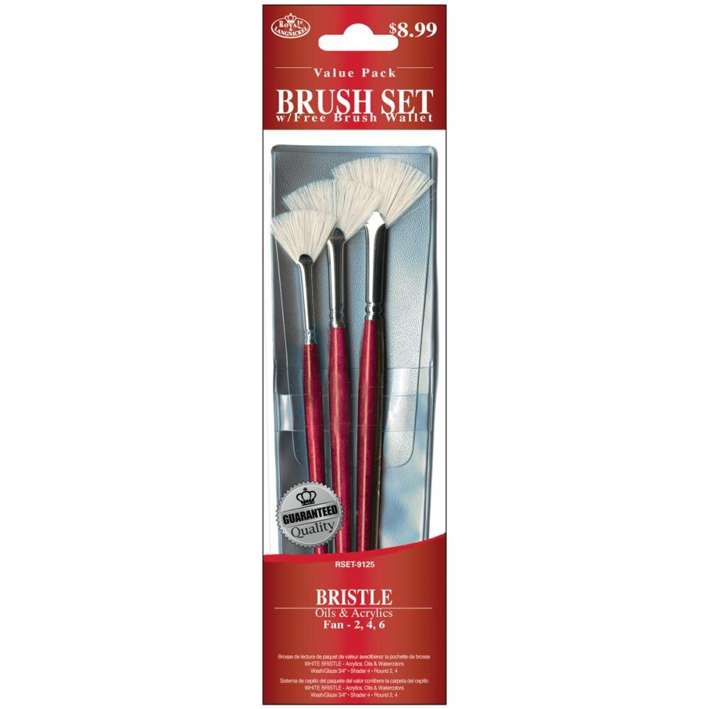 Set 3 pensule evantai fir natural de porc gama Royal Brush Selection