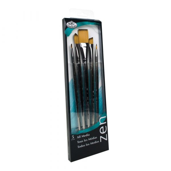 Set 5 pensule fir sintetic cu coada lunga seria Zen™ RZEN-SET431 Royal Brush