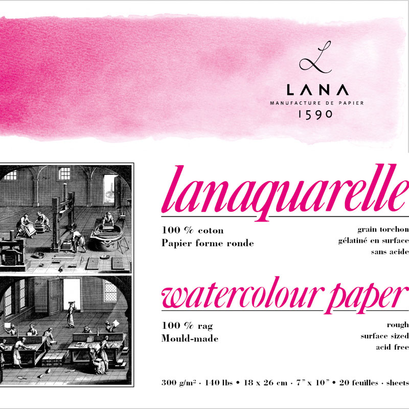 Bloc acuarela 100% bumbac Lanaquarelle Grain Torchon (Rough) 300g