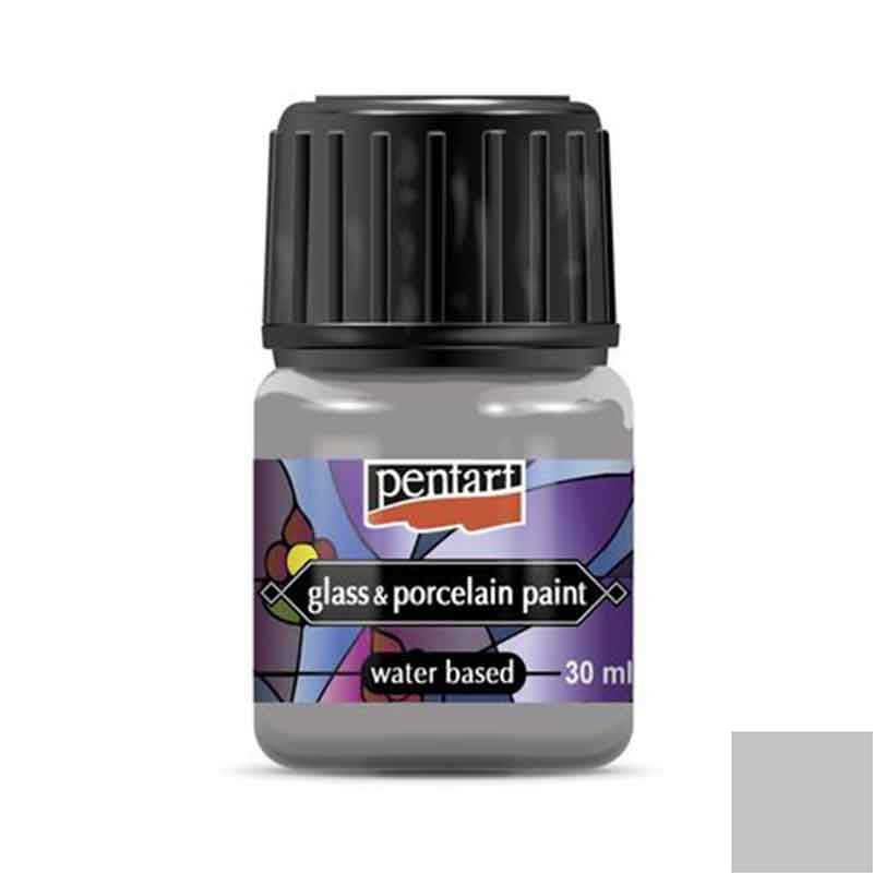 Vopsea pentru sticla si portelan, Pentart 30ml, Argintiu