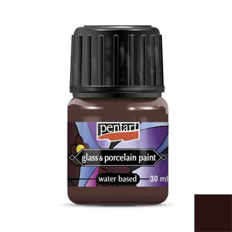 Vopsea pentru sticla si portelan, Pentart 30ml, Maro