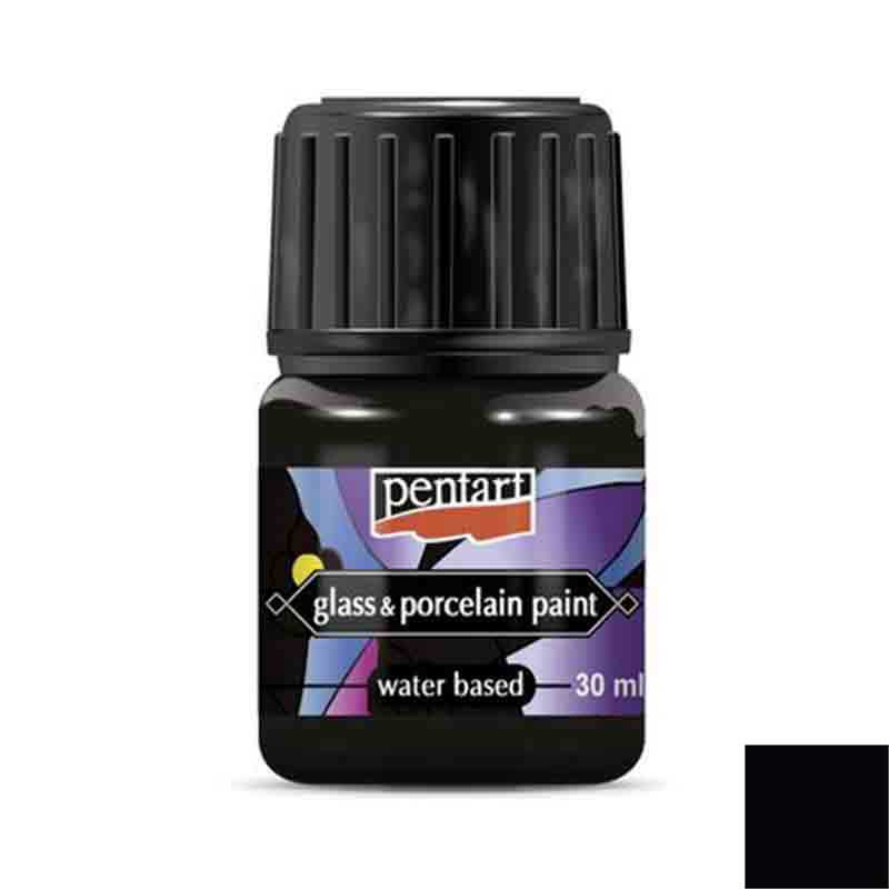 Vopsea pentru sticla si portelan, Pentart 30ml, Negru
