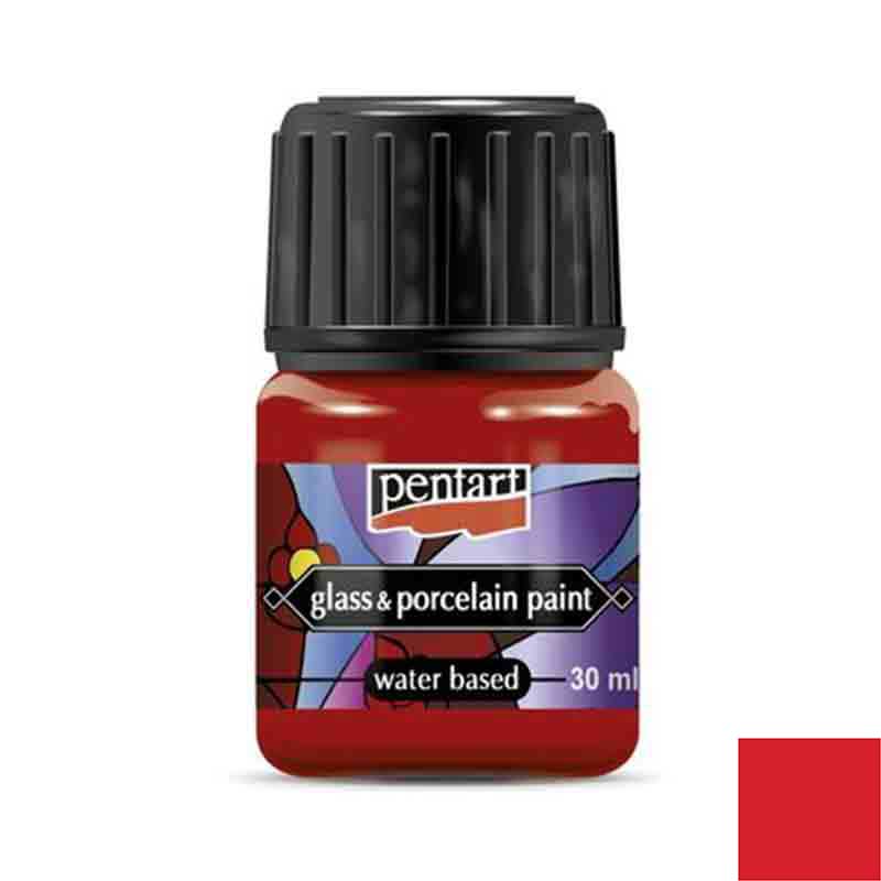 Vopsea pentru sticla si portelan, Pentart 30ml, Rosu