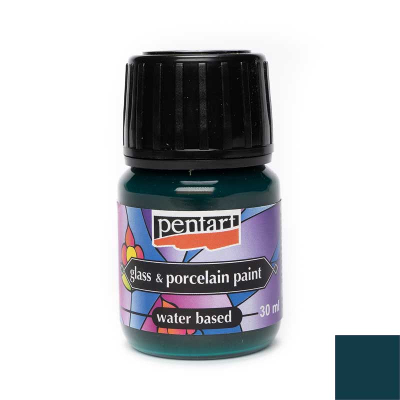 Vopsea pentru sticla si portelan, Pentart 30ml, Turcoaz verde
