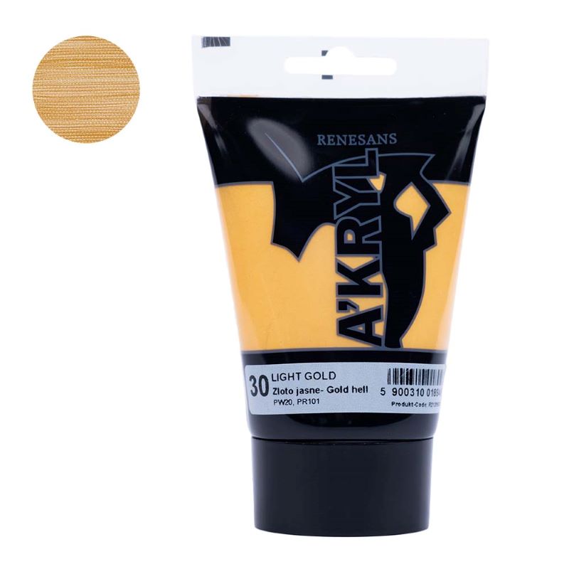 Culoare acrilica metalizata, Renesans A'kryl, 100ml, 30 Auriu deschis