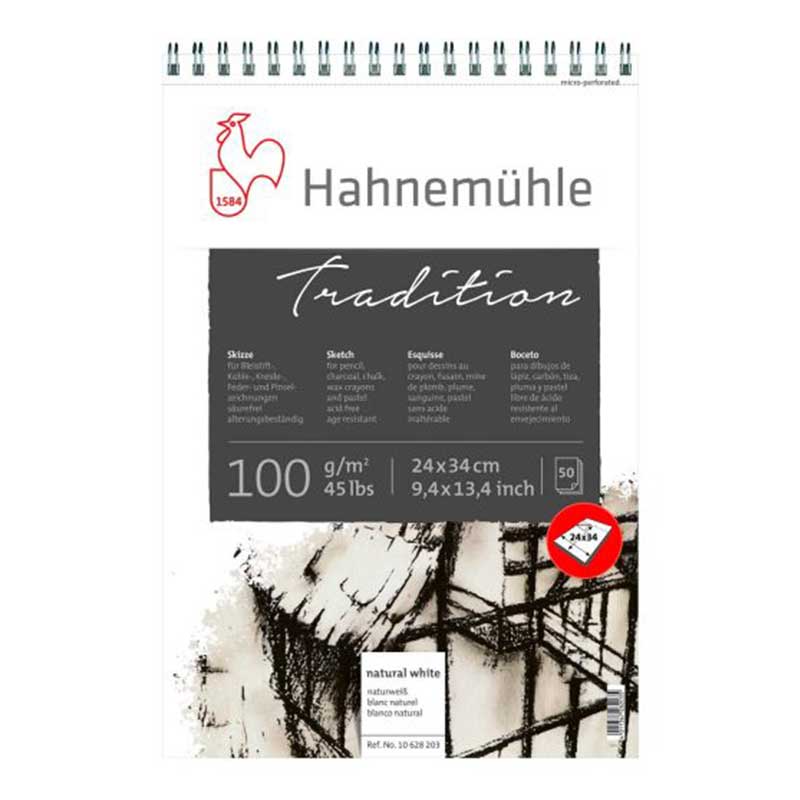 Bloc schite cu spira Tradition Hahnemühle, 50 coli, 100g