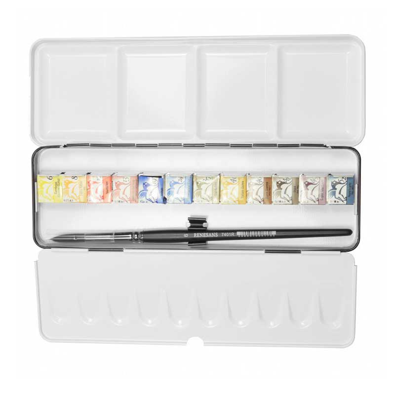 Set 12 culori, godete acuarela in cutie metalica, Hydrangea Renesans