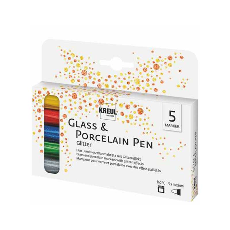 Set 5 markere pentru portelan, C. Kreul, Glitter medium