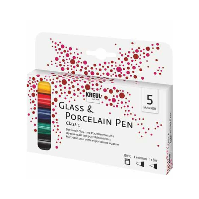 Set 5 markere pentru sticla si portelan, C. Kreul