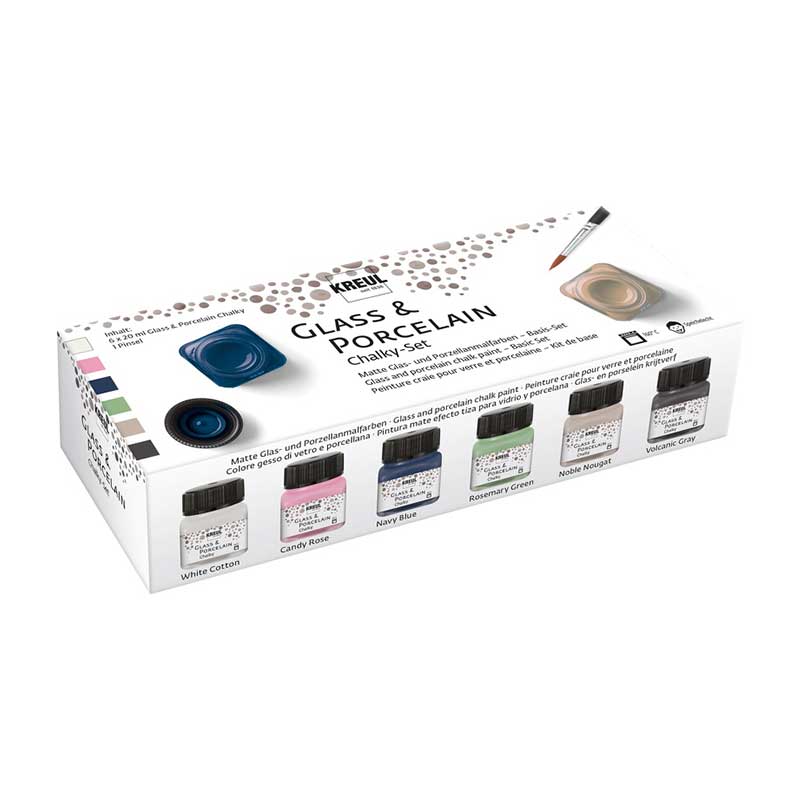 Set 6 vopseluri pentru sticla si portelan, Chalky C. Kreul