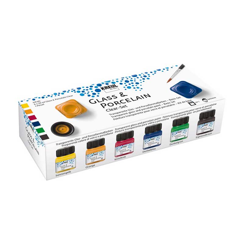 Set 6 vopseluri pentru sticla si portelan, Clear C. Kreul Set 6 vopseluri pentru sticla si portelan, Clear C. Kreul