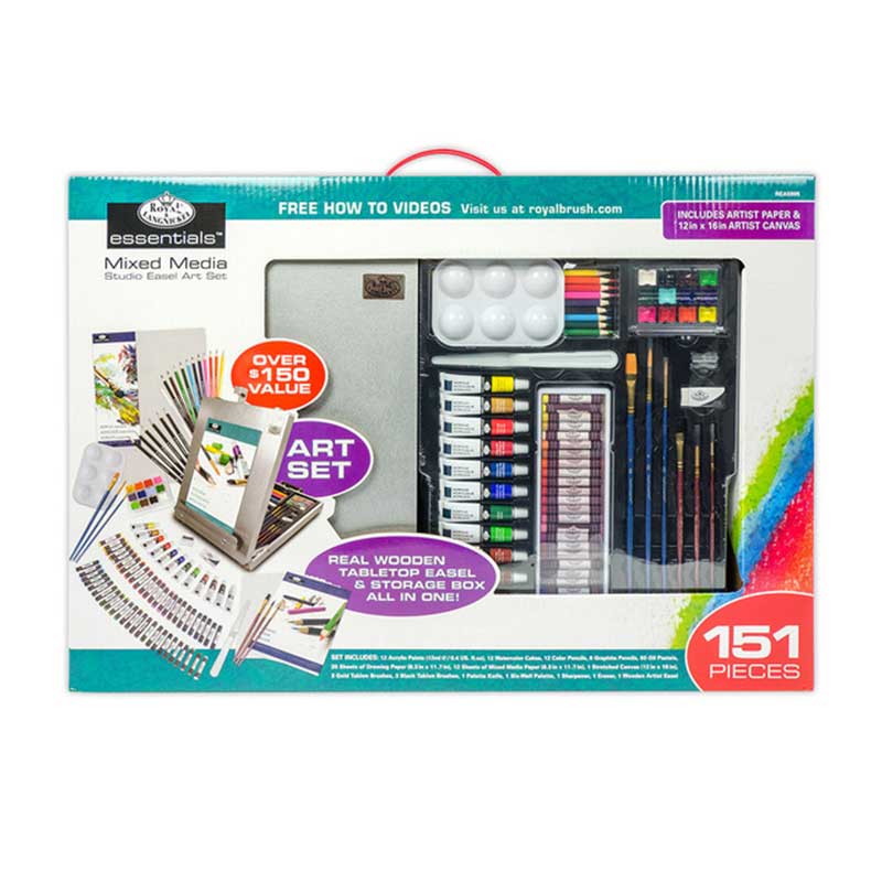 Set complet cu sevalet argintiu Mixed Media Royal & Langnickel - 151 piese