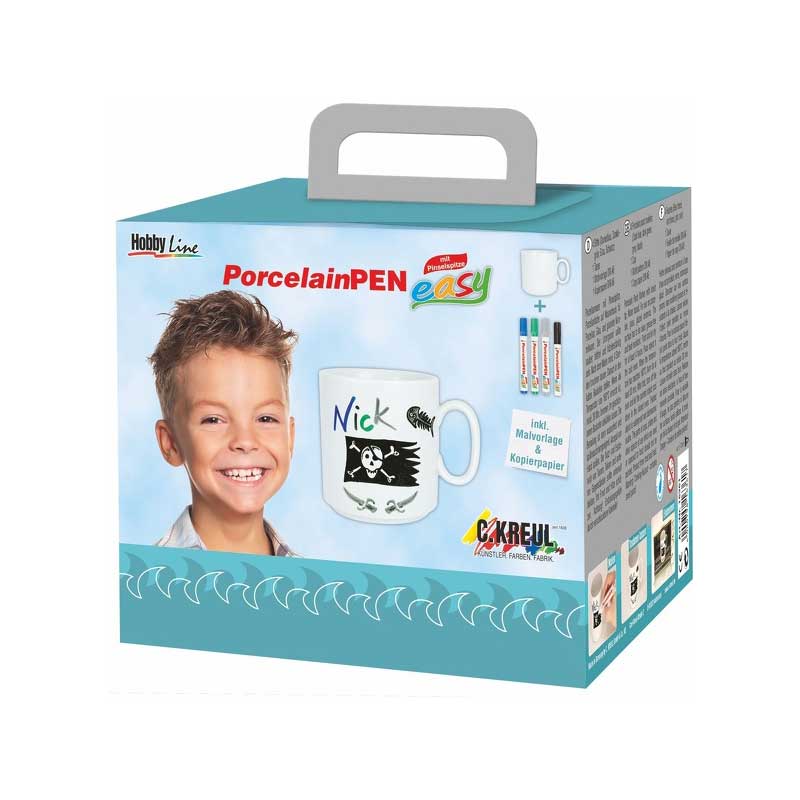 Set creativ cana + markere portelan, Porcelain Pen - Boys, C. Kreul