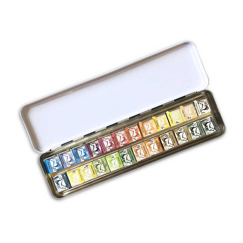 Set culori acuarela 24x1,5 ml, cutie metalica, Renesans