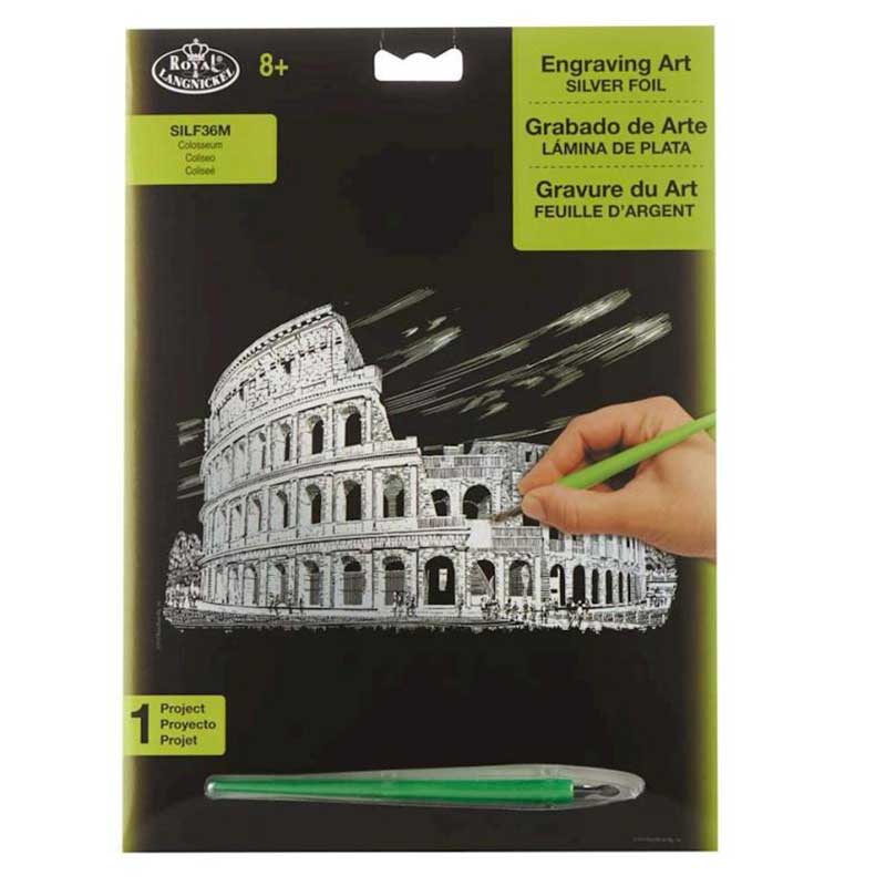 Set gravura cu efect argintiu, Royal Langnickel, Colosseum