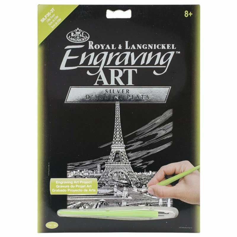 Set gravura cu efect argintiu, Royal Langnickel, Eiffel Tower