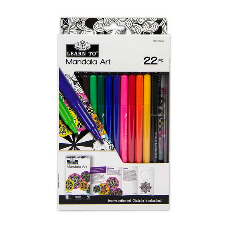 Set invata sa desenezi, 22 piese, mandala art, Royal & Langnickel