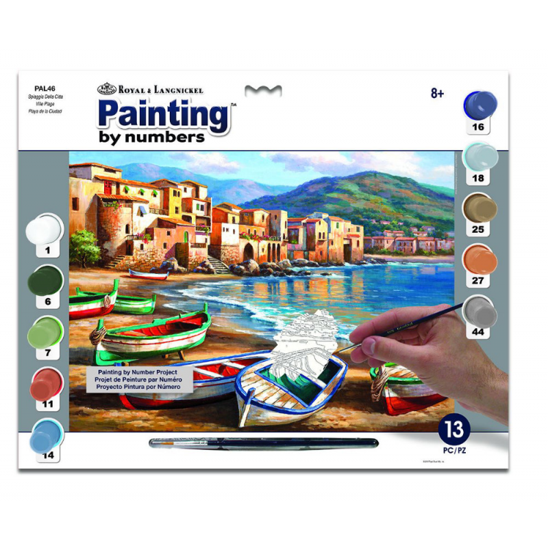 Set pictura pe numere adulti, Royal Langnickel, 46 - Spiaggia della Citta