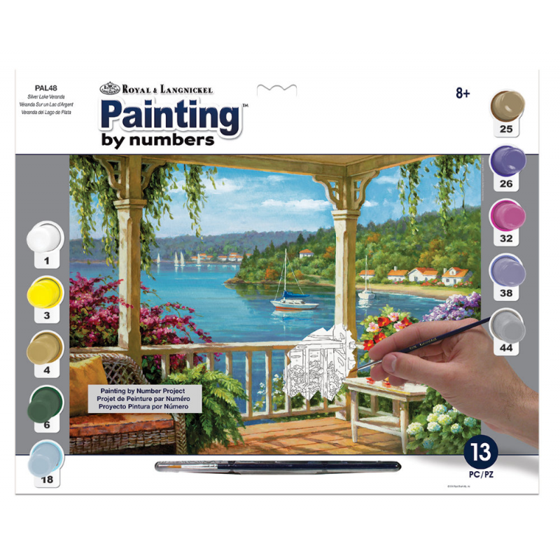 Set pictura pe numere adulti, Royal Langnickel, 48 - Silver Lake Veranda