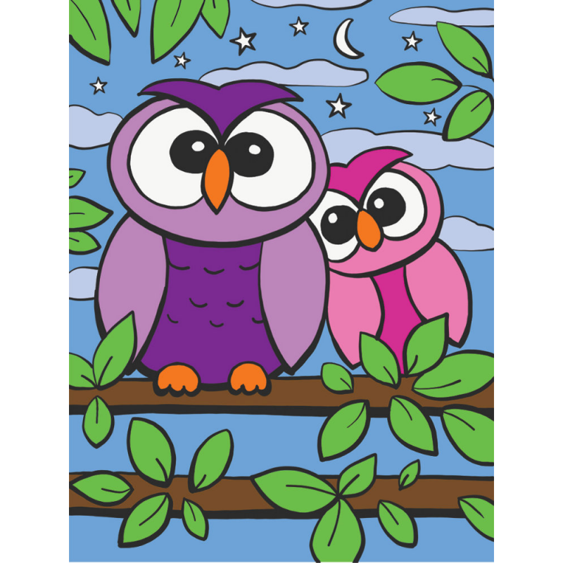 Set pictura pe numere pentru copii, MFP20 Bufnite