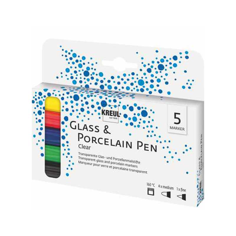 Set 5 markere pentru portelan, C. Kreul, Clear