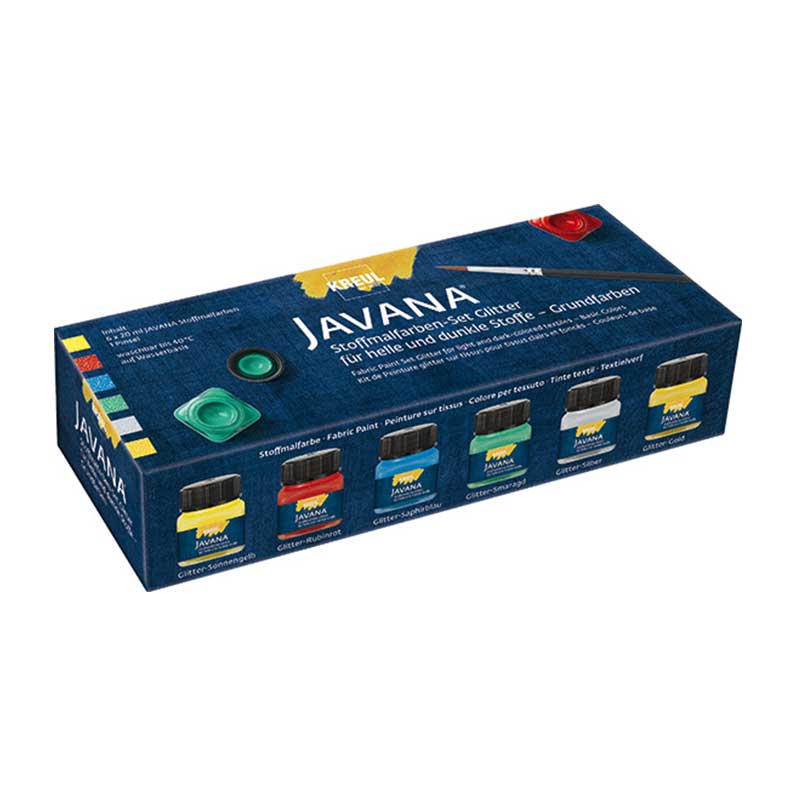 Set 6 x 20ml culori textile cu sclipici, Javana C. Kreul, Basic color