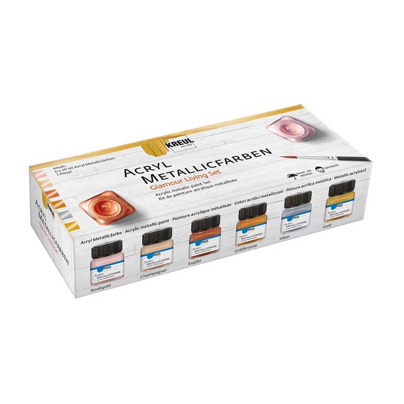 Set 6 x 20ml vopseluri acrilice metalice, C. Kreul, Glamour Living