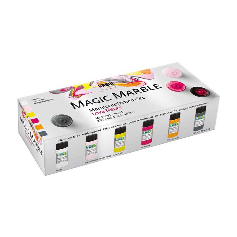 Set 6x20ml culori cu efect de marmorare - Magic Marble, Love Neon