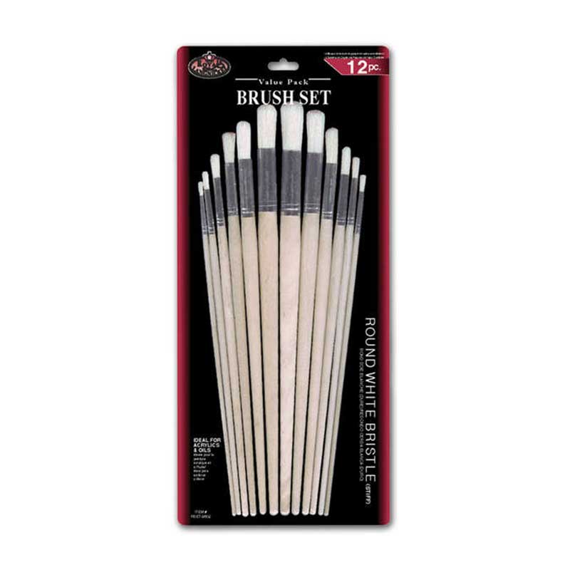 Set 12 pensule rotunde, fir natural White Bristle Royal
