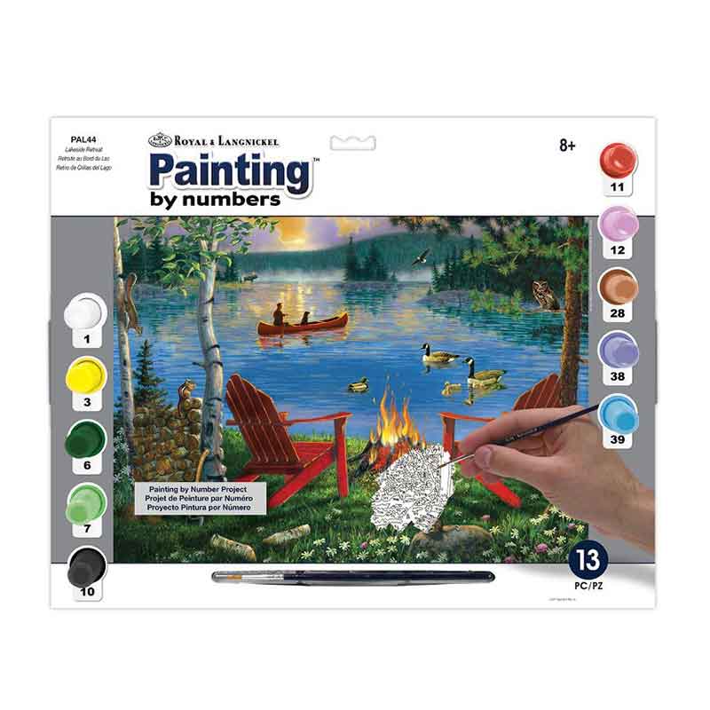 Set pictura pe numere adulti, Royal Langnickel, 44 - Lakeside Retreat