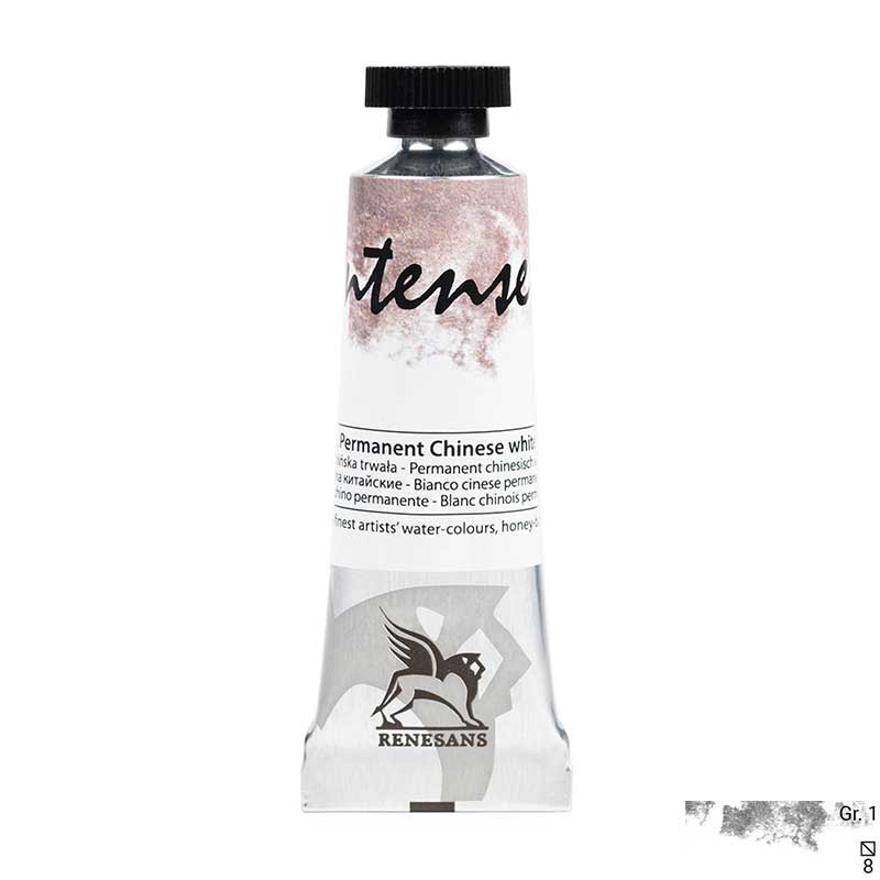 Culoare acuarela la tub, extrafina, 15ml, Intense Water, Renesans 02 Permanent Chinese white