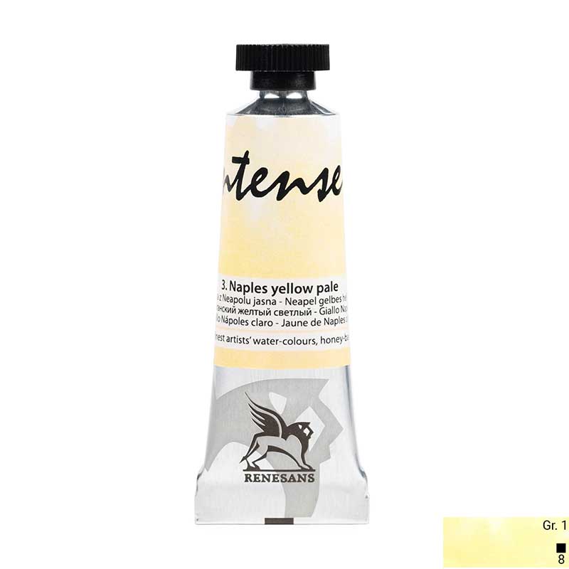 Culoare acuarela la tub, extrafina, 15ml, Intense Water, Renesans 03 Naples yellow pale