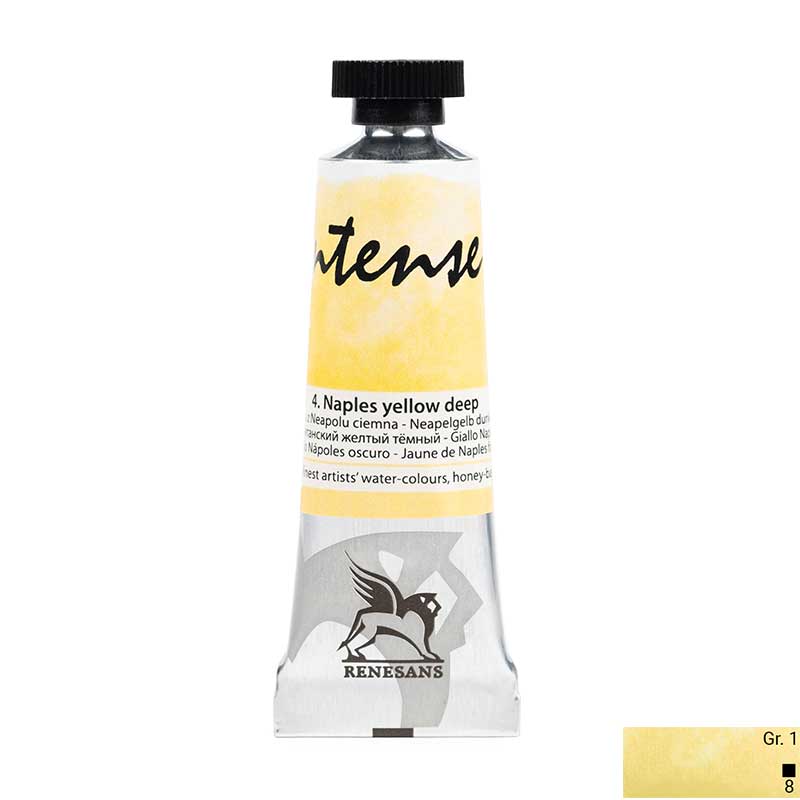 Culoare acuarela la tub, extrafina, 15ml, Intense Water, Renesans 04 Naples yellow deep