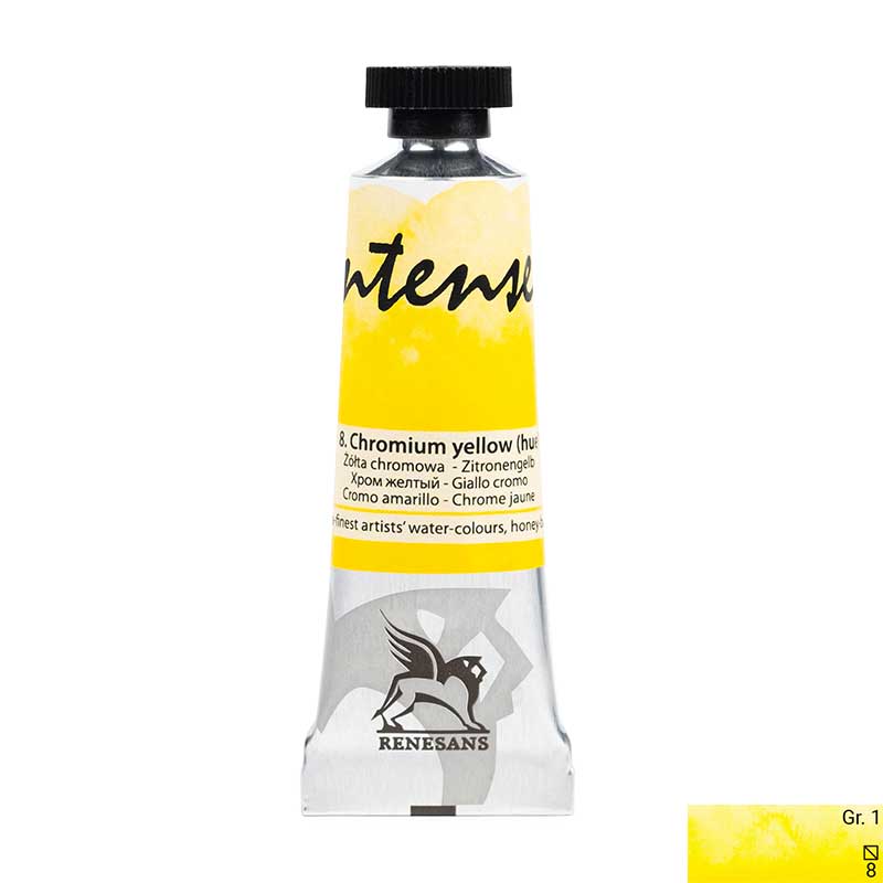 Culoare acuarela la tub, extrafina, 15ml, Intense Water, Renesans 08 Chromium yellow (hue)