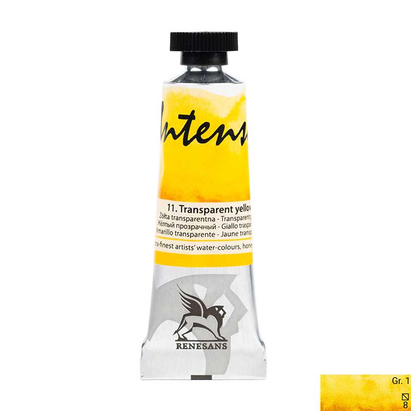 Culoare acuarela la tub, extrafina, 15ml, Intense Water, Renesans 11 Transparent yellow