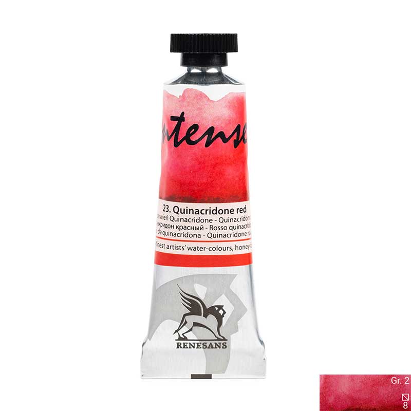 Culoare acuarela la tub, extrafina, 15ml, Intense Water, Renesans 23 Quinacridone red