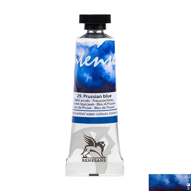 Culoare acuarela la tub, extrafina, 15ml, Intense Water, Renesans 29 Prussian blue