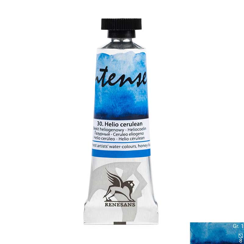 Culoare acuarela la tub, extrafina, 15ml, Intense Water, Renesans 30 Helio cerulean