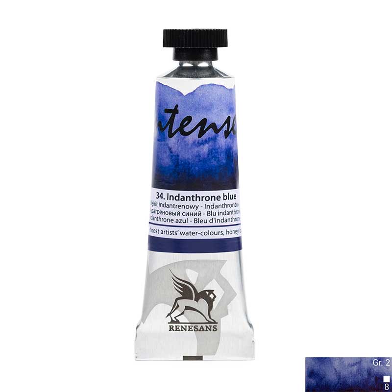Culoare acuarela la tub, extrafina, 15ml, Intense Water, Renesans 34 Indanthrone blue