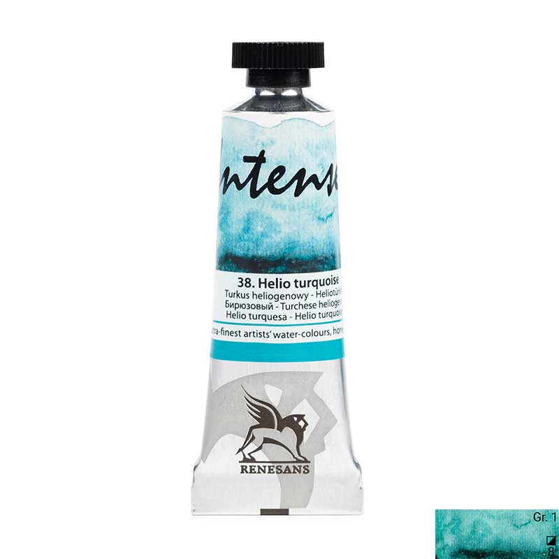 Culoare acuarela la tub, extrafina, 15ml, Intense Water, Renesans 38 Helio turquoise