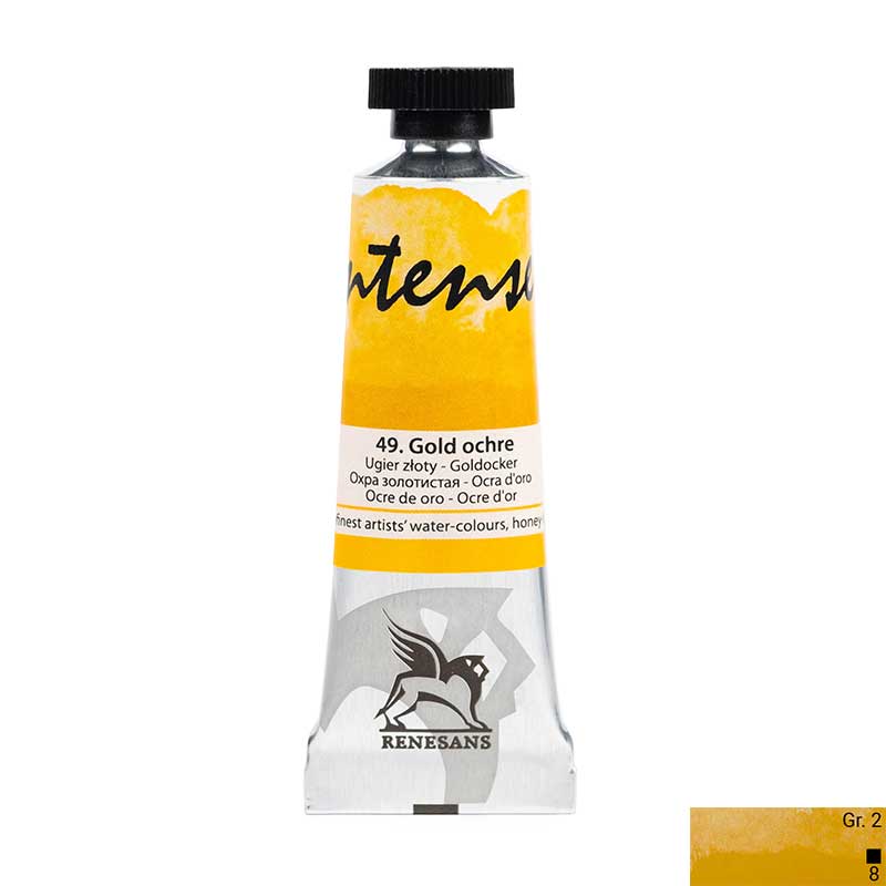 Culoare acuarela la tub, extrafina, 15ml, Intense Water, Renesans 49 Gold ochre
