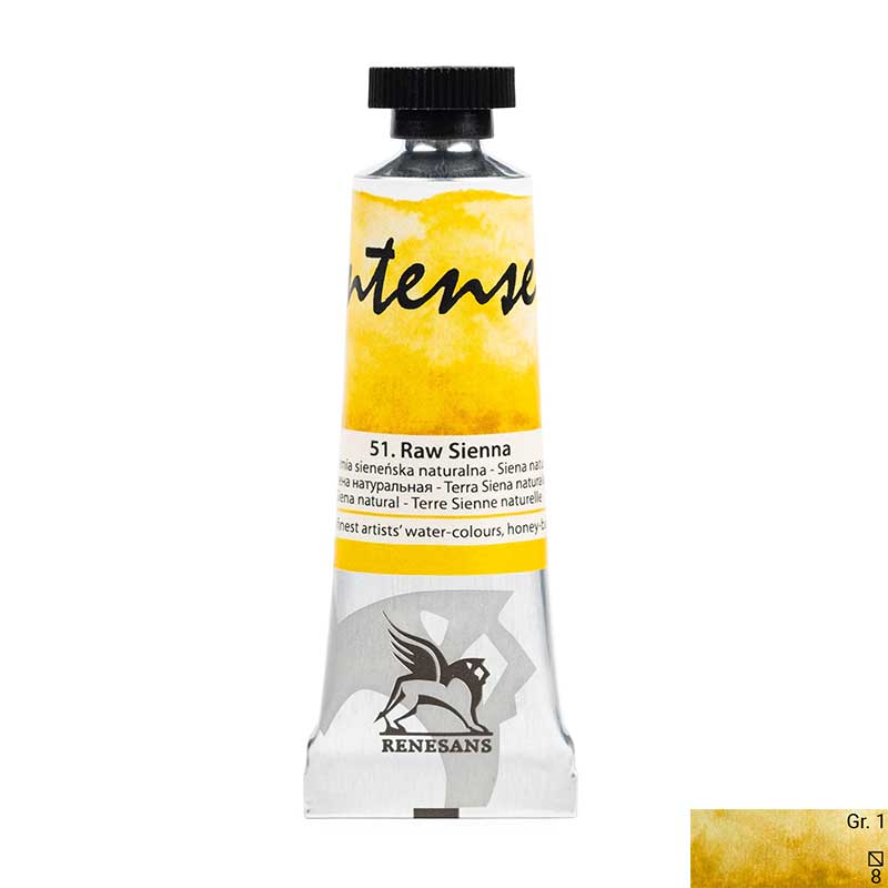 Culoare acuarela la tub, extrafina, 15ml, Intense Water, Renesans 51 Raw Sienna